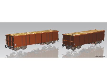 Piko 2er Set Offene Güterwagen Eaos DB AG VI mit Holzladung