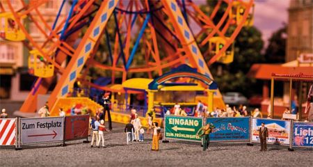 Faller HO Kirmes-Absperrzäune und -Schilder, 720 mm