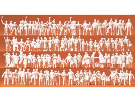 Preiser HO Bahnpersonal und Reisende. 120 unbemalte Figuren.