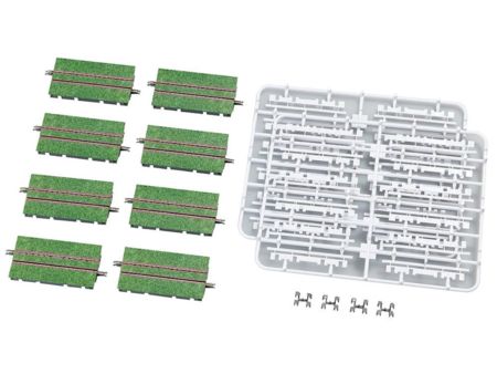 TOMYTEC 8 Tram-Gleise, gerade, 70 mm, begrünt