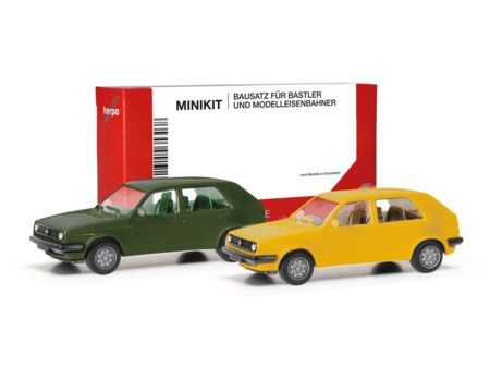 Herpa HO  VW Golf II 4-t.,grün/gelb 2St