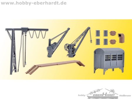 Kibri H0 Deko-Set Kran- und Flaschenzug 