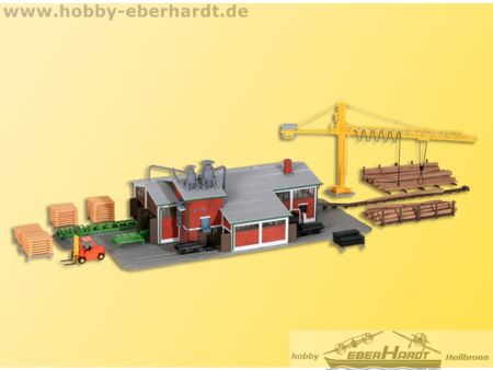 Kibri H0 Sägewerk mit Kran, Schwellensäge