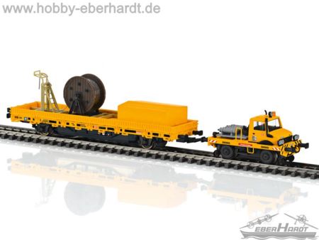 Märklin  HO  2-Wege-Unimog m.Niederbordwagen