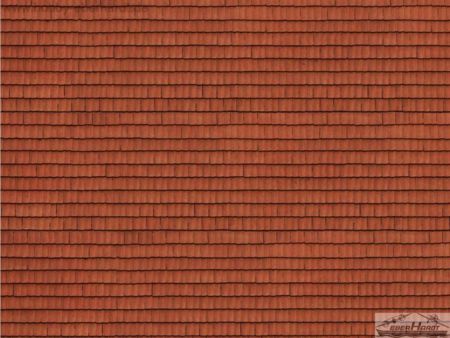 NOCH H0 3D-Kartonpl.Dachziegel rot