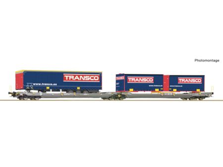 Roco HO Doppeltaschen-Gelenkwagen T3000e, Hupac