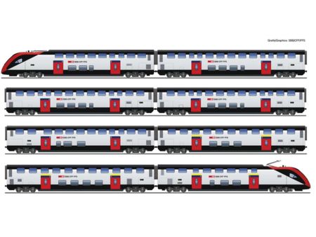 Roco HO 8-tlg. Set Fernverkehrs-Doppelstockzug RABe 502, SBB