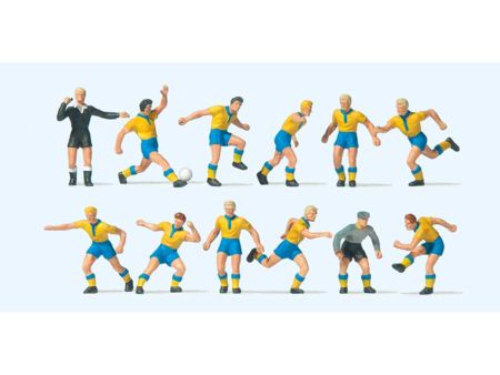 Preiser HO Fussballmanschaft Gelbe Trikots, blaue Hosen