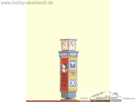 BRAWA  H0 Reklamesäule mit Uhr