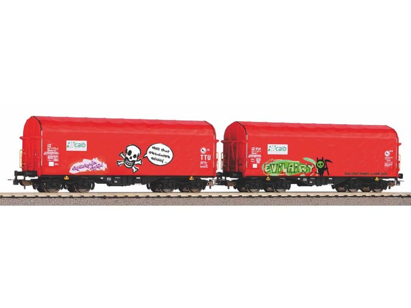 Piko 2er Set Schiebeplanenwagen Shimmns mit Graffiti Caib NS