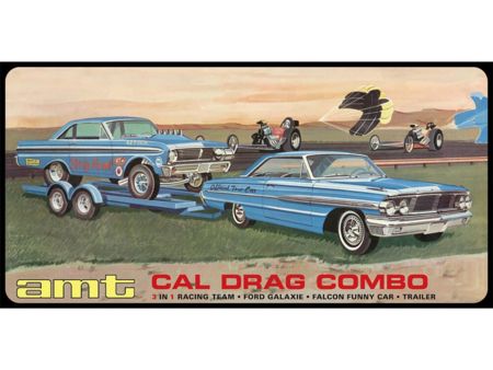 AMT 1/25 Cal Drag Combo 1964 Galaxie, AWB Falcon & Trailer