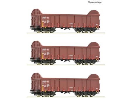Roco HO 3-tlg. Set: Offene Güterwagen, DB AG