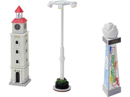 TOMYTEC Bahnhofsausschmückung, Uhrenturm, Werbeturm, Lichtma