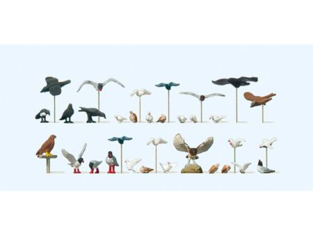 Preiser HO Tauben, Möwen, Krähen und Raubvögel
