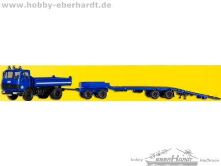 Kibri H0 THW MB Kipper mit Tiefladeanhänger