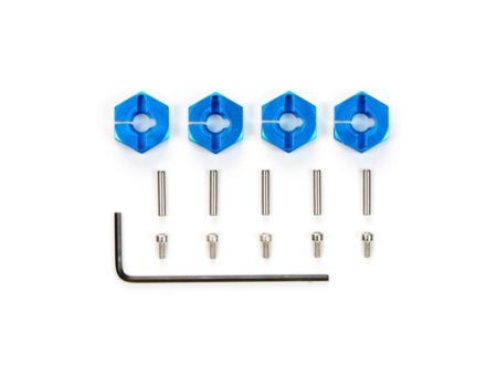 Tamiya Radmitnehmer (4) Alu 4mm blau