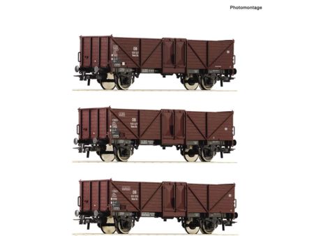 Roco HO  3-tlg. Set: Offene Güterwagen, DB