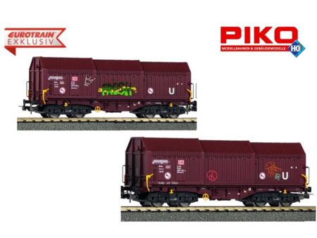 Piko HO 2er Set Teleskophaubenwg. mit Graffiti DB AG Ep. V