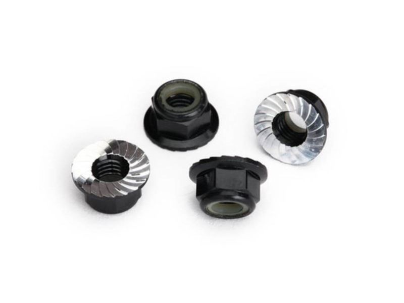 TRAXXAS Stopmutter mit Flansch 5mm Alu, verzahnt, schwarz (4