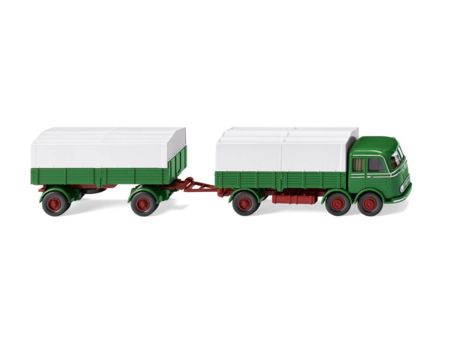 Wiking 1:87 HO Pritschenhängerzug (MB LP 333) - grasgrün