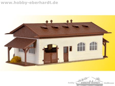 Vollmer H0 Reitstall mit Pferdekoppel und Pferden