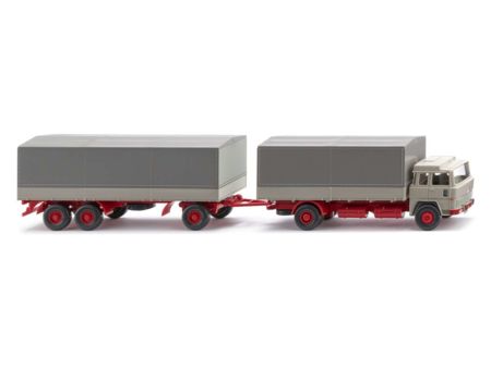 Wiking HO Pritschenhängerzug (Magirus 235 D) - kieselgrau