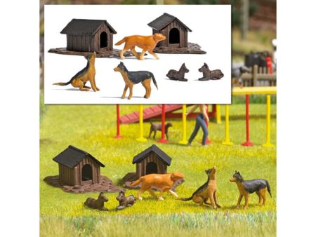 Busch HO Hunde-Set mit Hütten