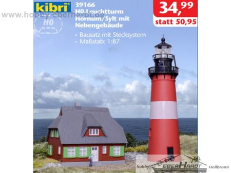 Kibri H0 Leuchtturm Hörnum Sylt mit Nebengebäude