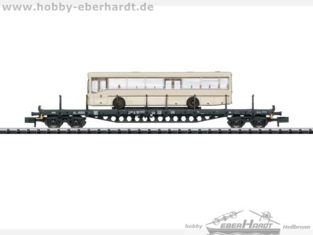 Flachwagen mit Bus DB