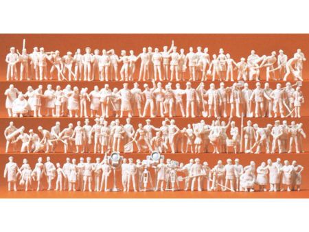 Preiser HO Verschiedene Berufe. 120 unbemalte Figuren. Bausa