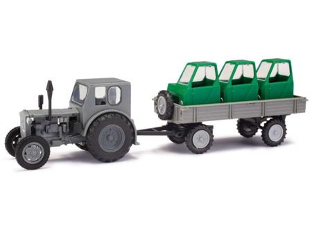 Busch HO MH: Traktor Pionier + Anhä./F