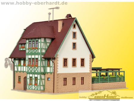 Vollmer H0 Gasthof mit Metzgerei, Inneneinrichtung undLED-Be