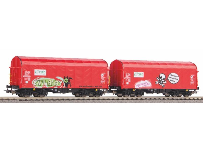 Piko 2er Set Schiebeplanenwagen Shimmns mit Graffiti Caib NS