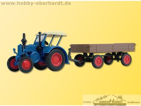 Kibri H0 LANZ Traktor mit Gummiradwagen 