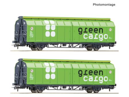 Roco HO 2-tlg. Set: Schiebewandwagen, Green Cargo