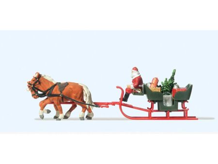 Preiser HO Schlitten, Weihnachtsmann, Pakete, Pferdezug