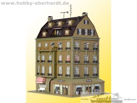 Vollmer H0 Café mit Inneneinrichtung und LED-Beleuchtung, Fu