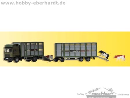 Kibri H0 Viehtransporter mit Anhänger und 12 Kühen 