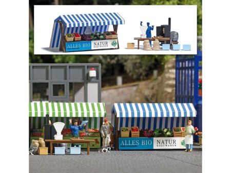 Busch HO Marktstände Bio-Gemüse & Räuc