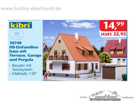 Kibri H0 Einfamilienhaus mit Terrasse, Garage undPergola