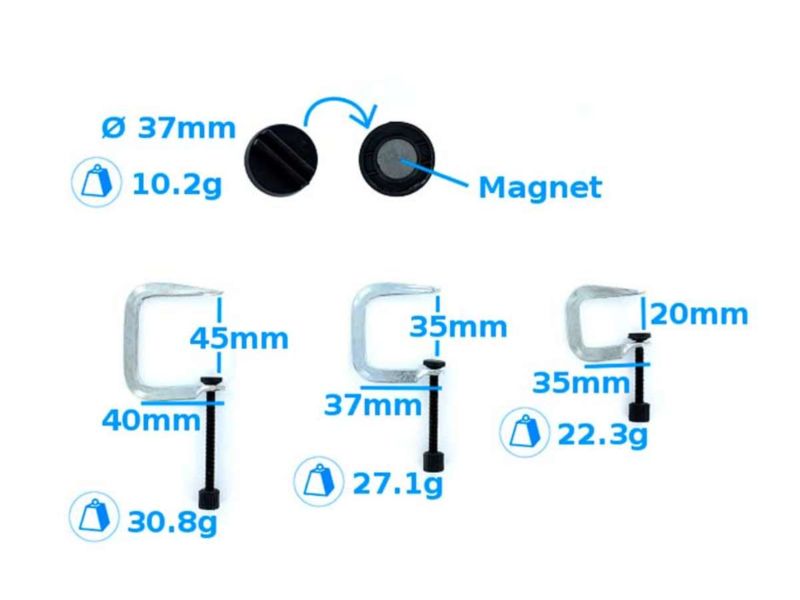 Krick 3 Schraubklemmen mit Magnetfuß