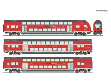 Roco HO 3-tlg. Set: Doppelstockwagen, DB AG