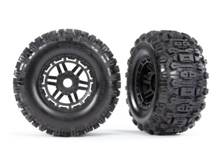 TRAXXAS Reifen auf Felge schwarz (Dual-Profil 2.8/3.6) Sledg