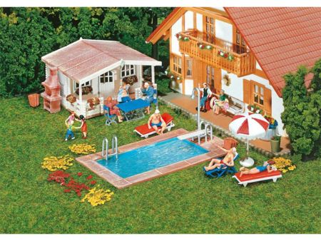 Faller  HO  Swimming-Pool und Gartenhaus