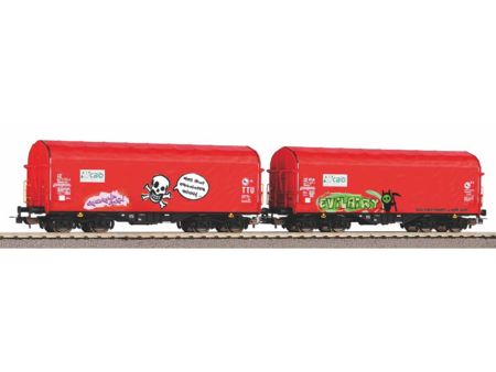 Piko 2er Set Schiebeplanenwagen Shimmns mit Graffiti Caib NS