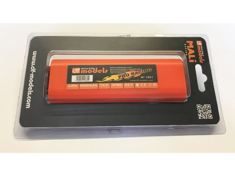 DF Mali Lipo Akku 2S - 7,4 Volt - 4000mAh, 45C - rund