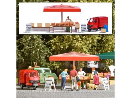 Busch HO Action Set: Marktstand Erdbee