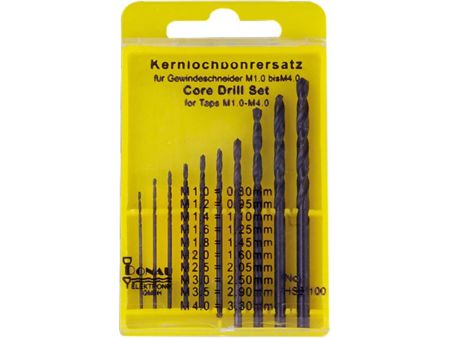 HSS100 - HSS Kernlochbohrer Set 10-tlg. für M1 - M4
