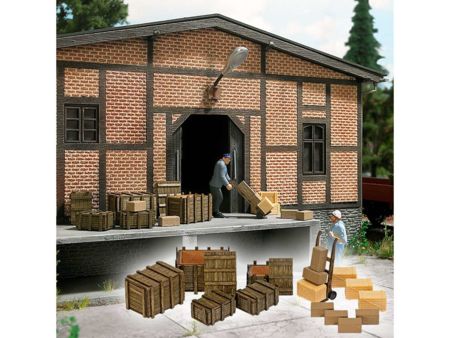 Busch 0 Holzkisten, Pakete & Sackkarr