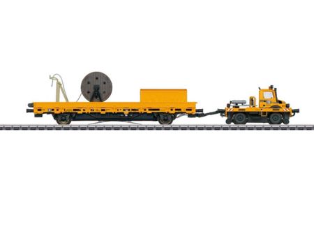 Märklin HO Zweiwege-Unimog  mit Fahrleitungsbauwagen
